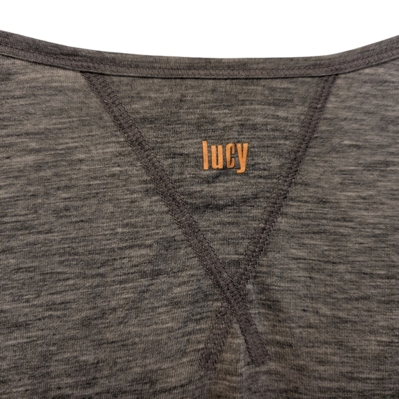 LUCY Long Sleeve Grey Top Scoop Neck Yoga Workout Heather Marl Garnet Hill - Picture 6 of 8